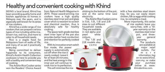 Healthy and Convenient Cooking With Khind | Anshin Rice Cooker Series