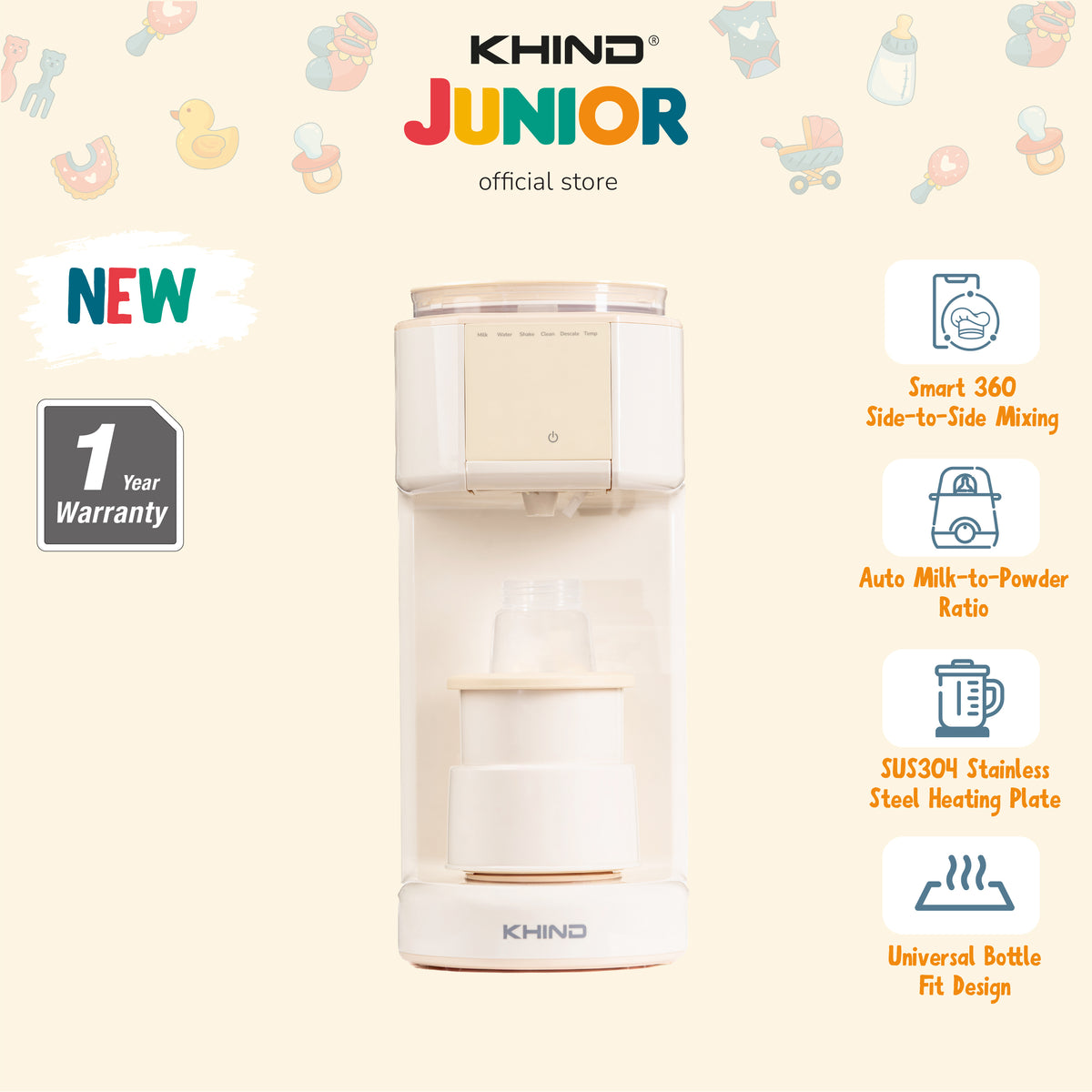 KHIND Junior Baby Formula Milk Maker BFM20｜Pembuat Susu Formula Bayi | Essential Pack