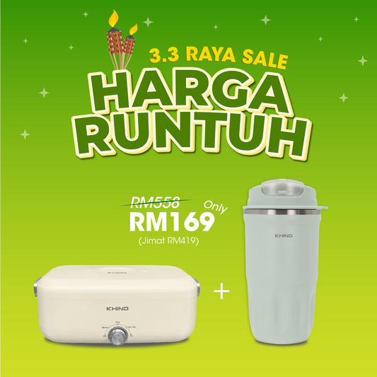 3.3 HARGA RUNTUH -  KHIND Multi-Function Lunch Box (0.8L) MLB08 + KHIND BLITZ Portable Blender with THERMO BL300P
